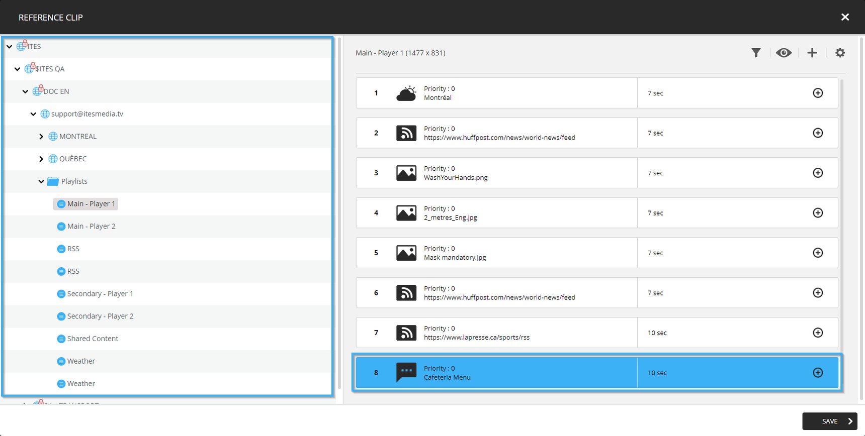 How to locate the source for the reference clip in my playlist