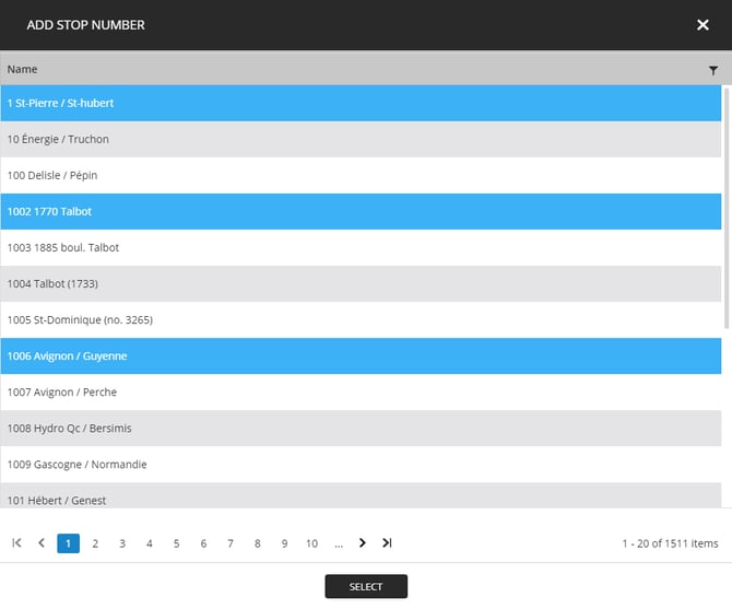 7.2 Select multiple stops