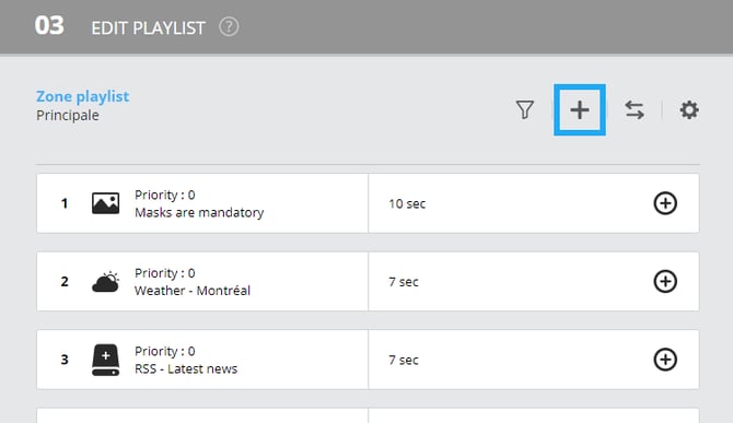 2.&nbsp; Click the icon above the playlist