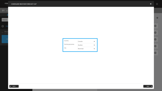 5. Select the desired city for your weather information