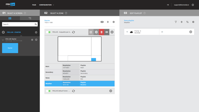 There is generally a zone specifically set aside for weather information in your zone template.