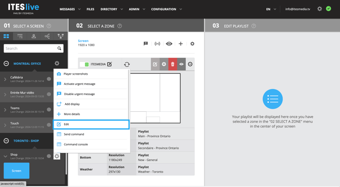 access player edit settings from site view