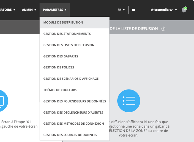 module de distribution - menu