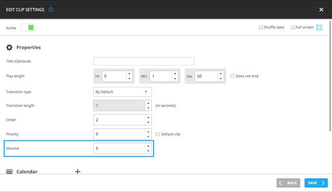volume - clip setting